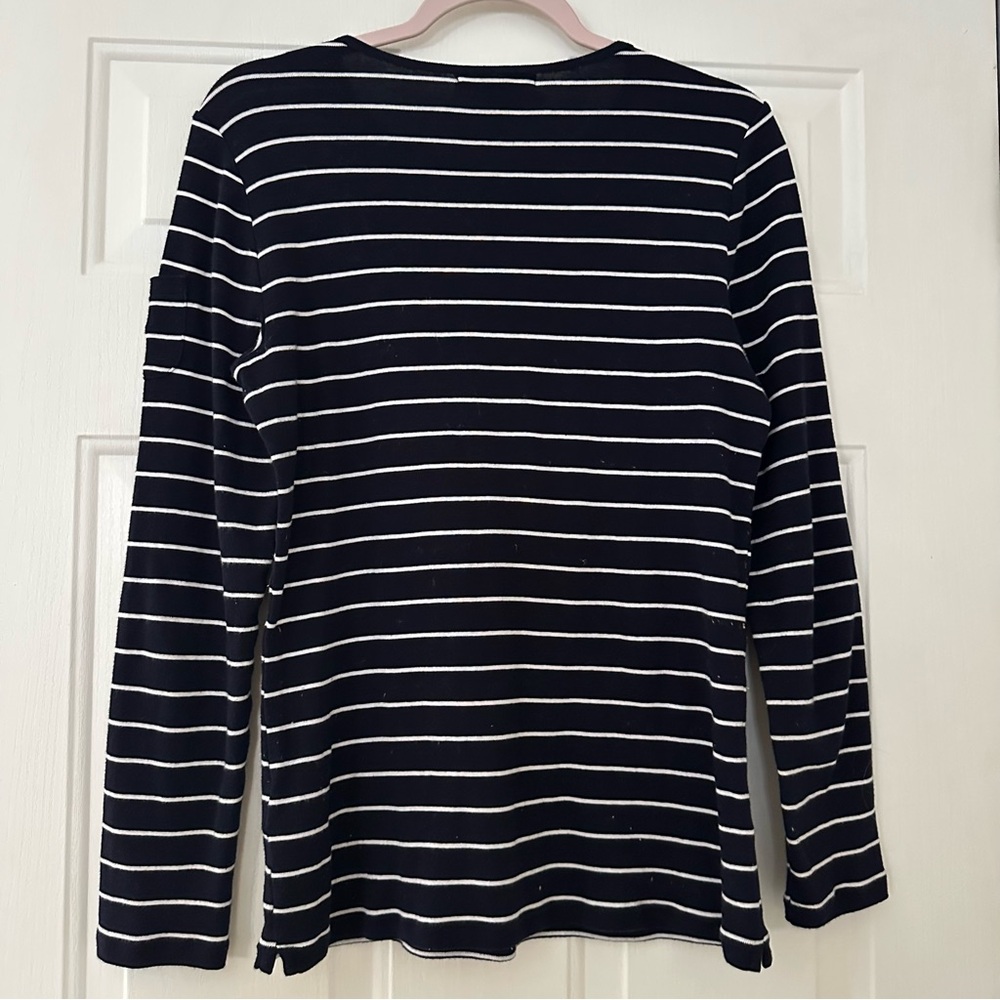 Lauren Ralph Lauren Women's Striped Cotton Long-Sleeve T-Shirt Medium - Picture 7 of 8